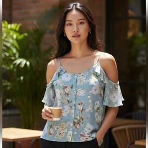 Peach Love California Floral Blouse (BL19)